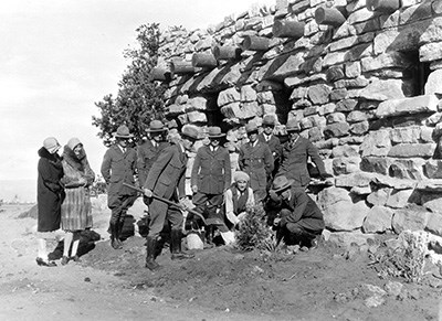 Park staff planting memorial tree for Stephen Mather. 1931.