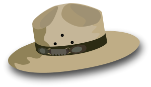 decorative logo of park ranger flat wide brimmed hat