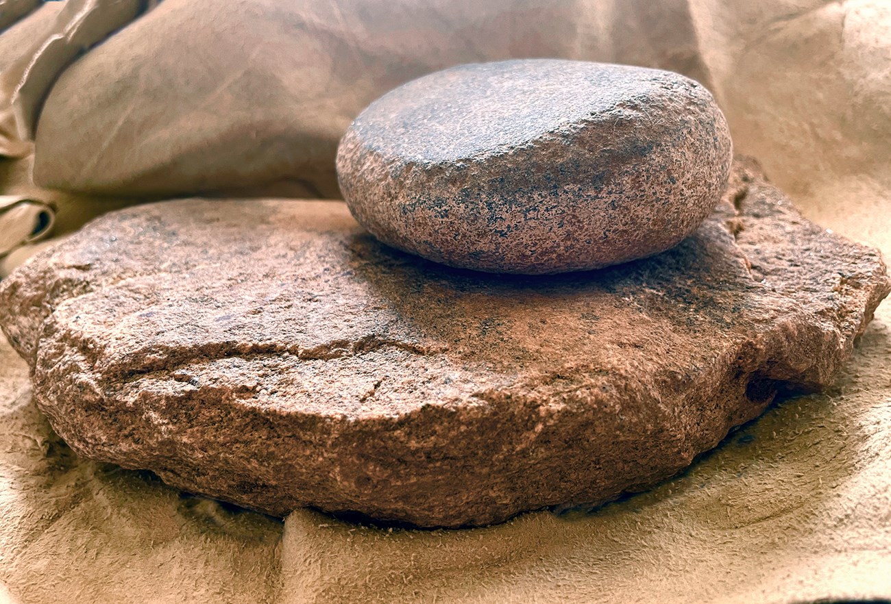 Mano and Metate on Deerhide