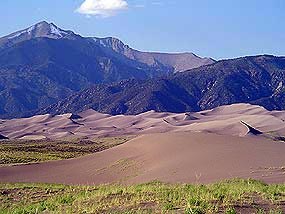 Migrating dune on sand sheet