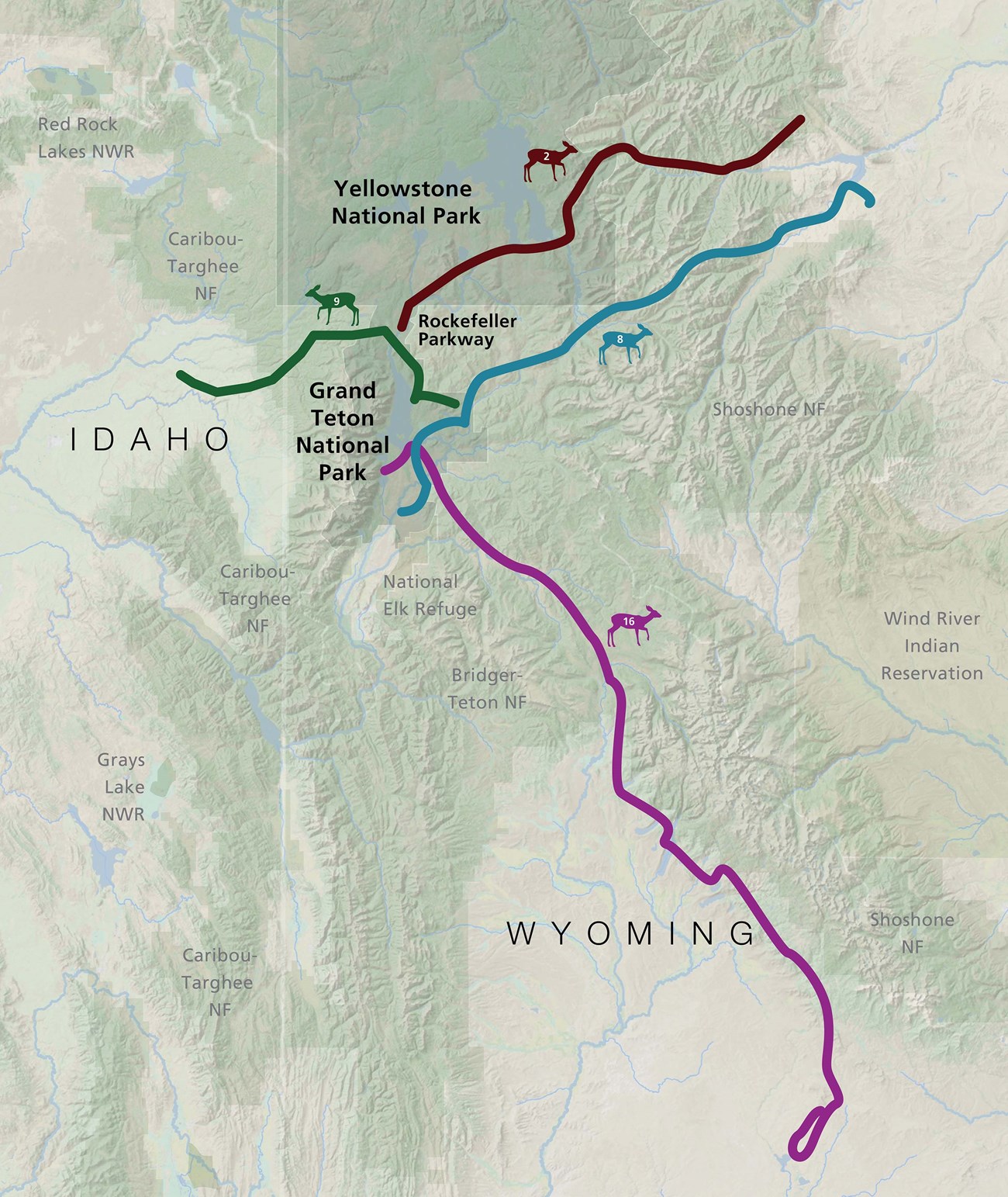 Map of Mule Deer Migrations