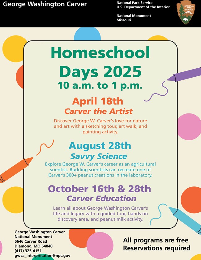 Colorful graphic of purple, orange, and pink pencils and balloons.