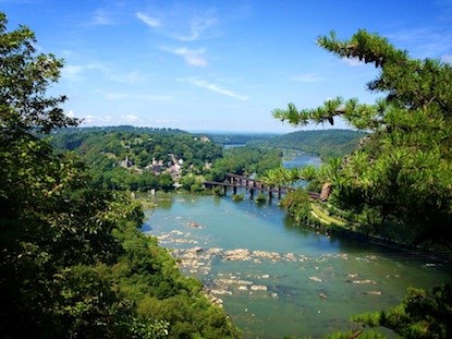 View of Harpers Ferry from Split Rock on Loudoun Heights