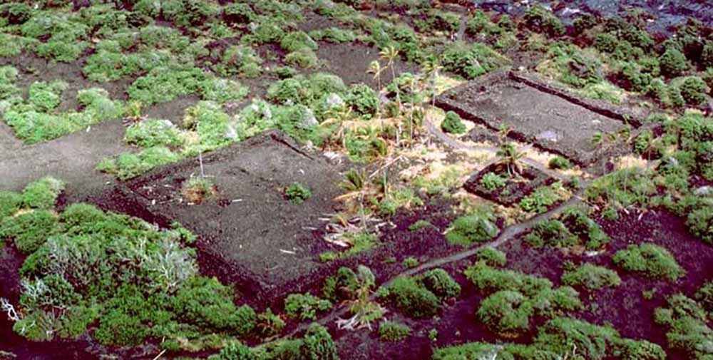 Aerial view of Hawaiian heiau