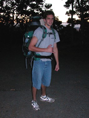 My son Jeremiah at the trailhead at sunrise.