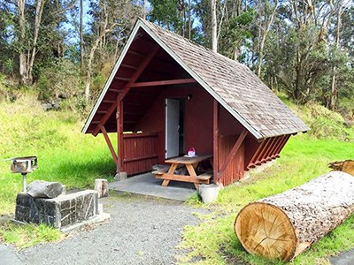 Cabin with a designated BBQ grill