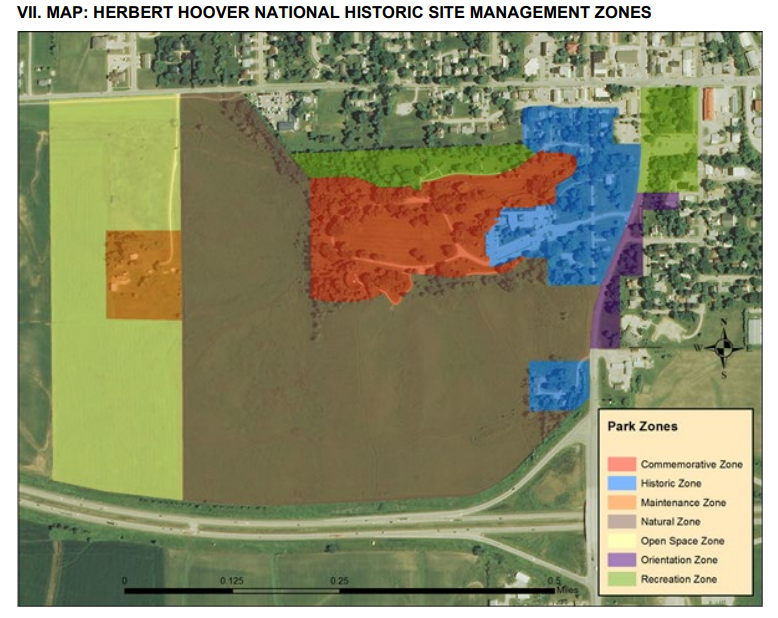 map shows the seven different locations managed by the park