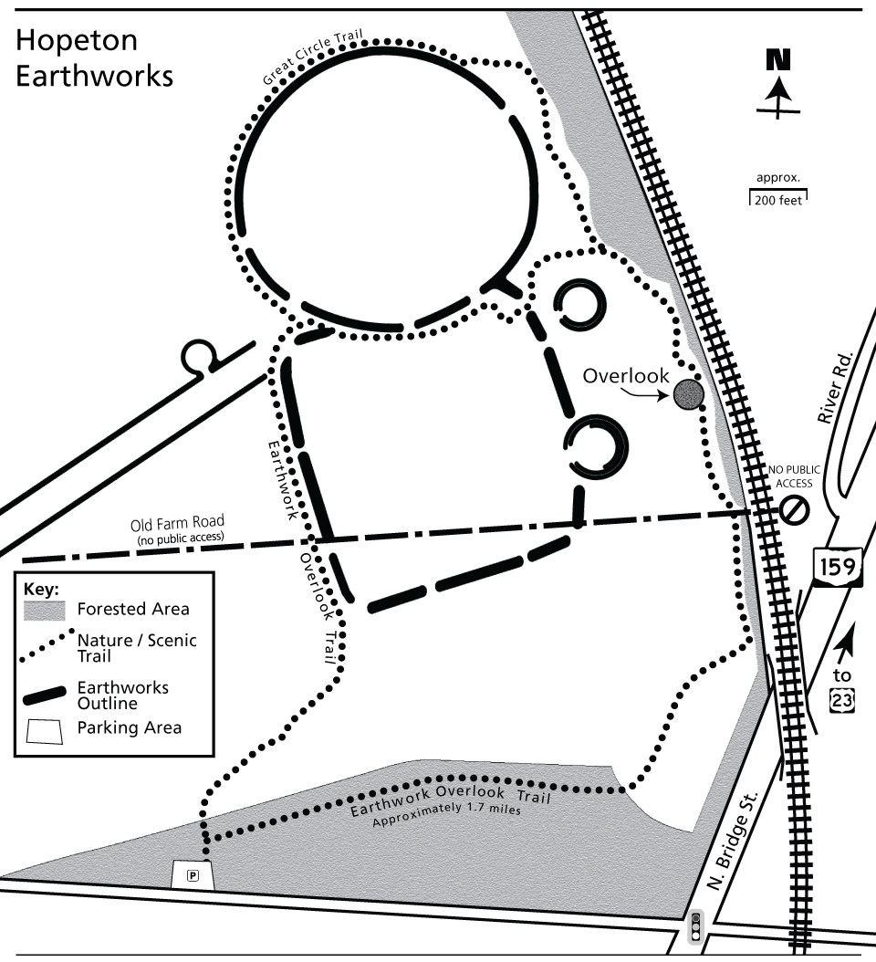 An aerial map showing park grounds and surrounding area