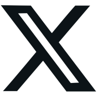 Logo for the social medial platform X, a capital X with a line through it.