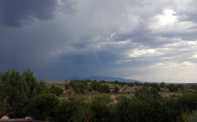 dark storm clouds over Sleeping Ute Mountain