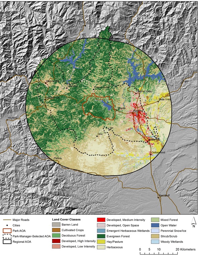 Map showing land cover classes at Whiskeytown National Recreation Area