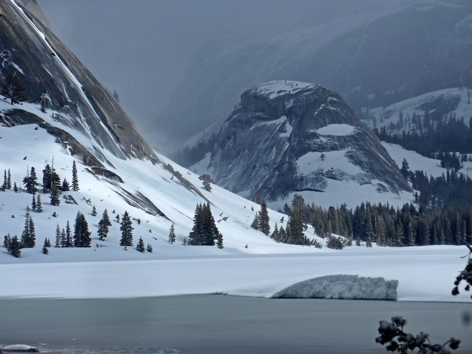 A wintry scene at Lake Tenaya on March 30, 2017