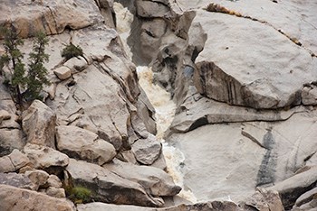 Water running over rocks