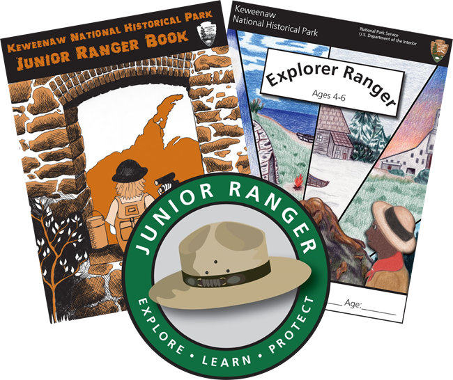 Two junior ranger books and a junior ranger logo