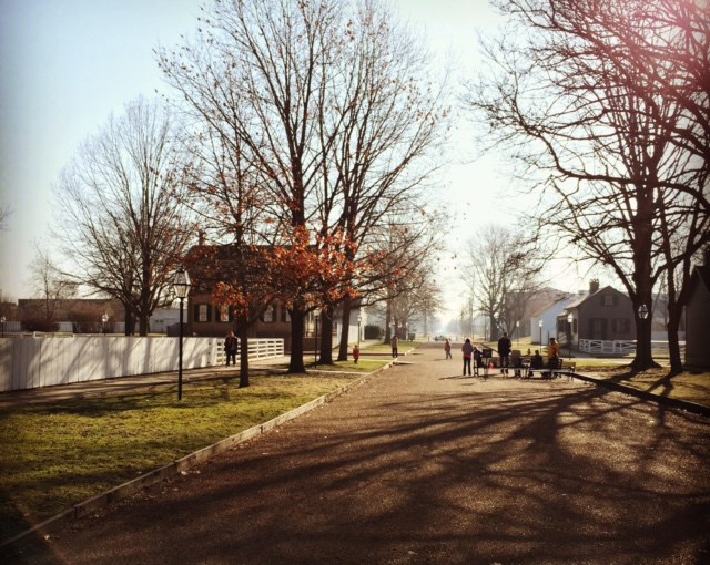 Neighborhood Street at Lincoln Home National Historic Site at sunrise