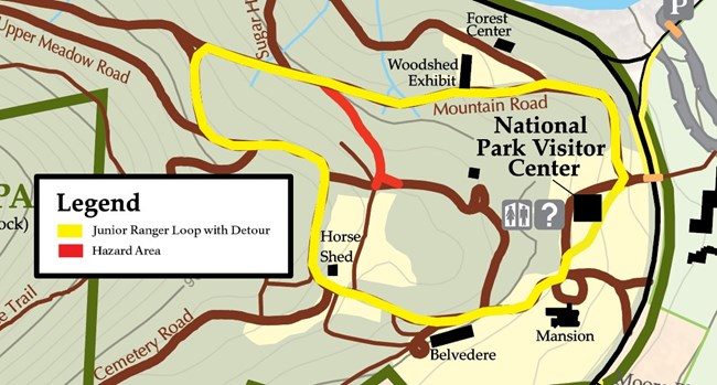 map of junior ranger loop with detour marked