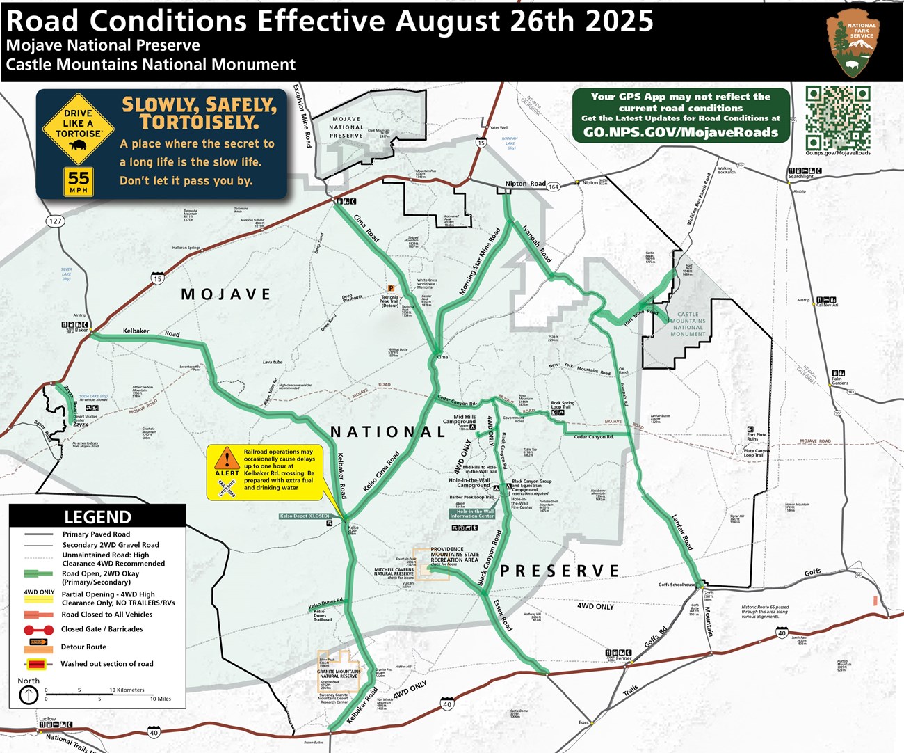 Mojave National Preserve road conditions map
