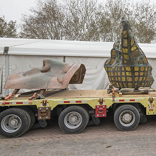 Moving the Statue of Liberty Replica Face Torch and Torch base