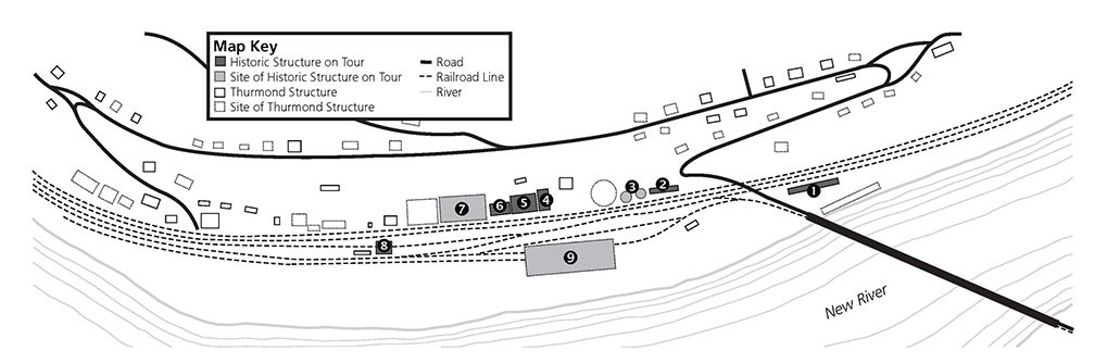 A simple map of the town of Thurmond