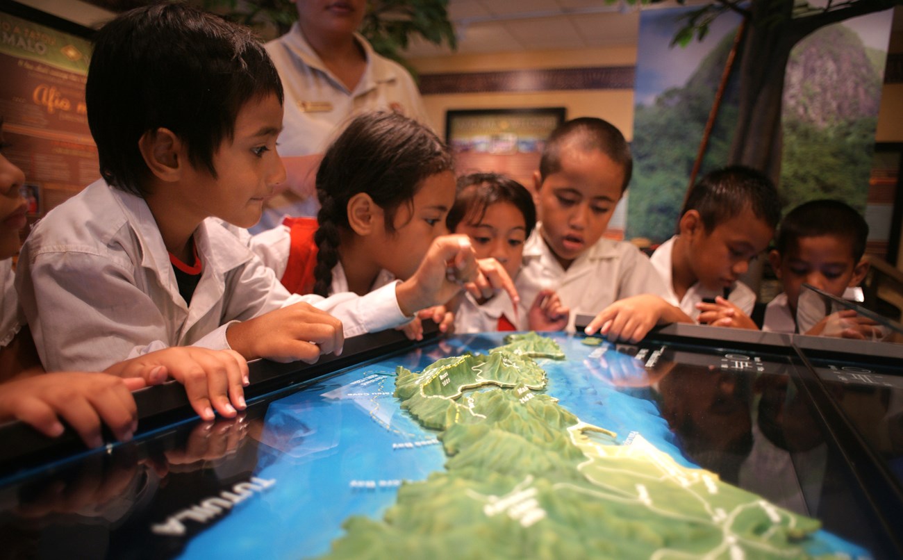 Students at visitor center