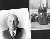 Photos of a man and woman in a photo album.