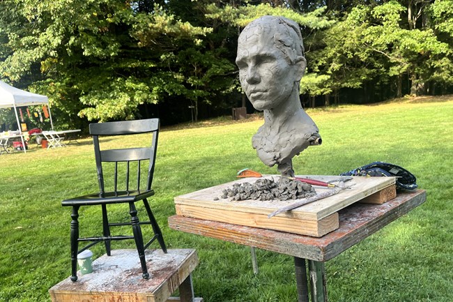 clay bust in progress
