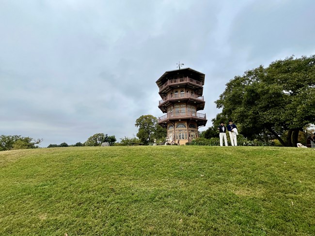 Patterson Park Observatory with living historians nearby