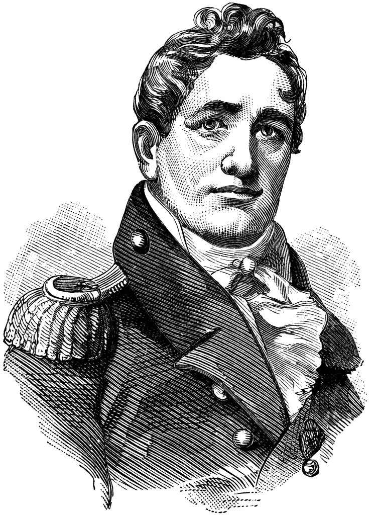 Black and white illustration of Joshua Barney