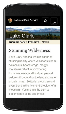 Mobile device displaying an NPS website.