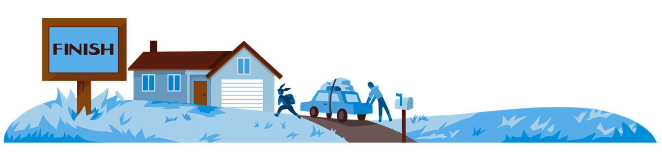 A graphic of visitors returning home from their trip to a park.