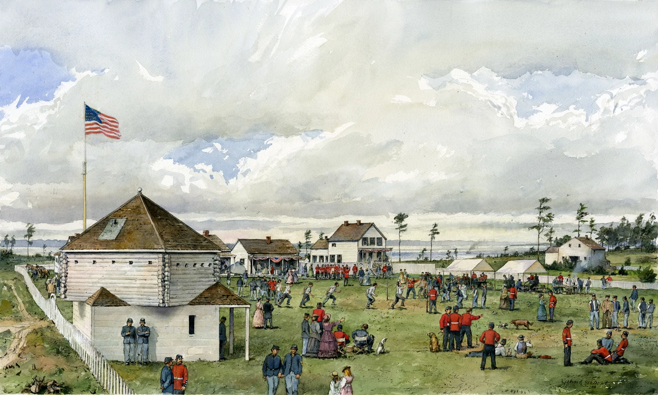 HFC Commissioned Art 2 British and American troops at a fort