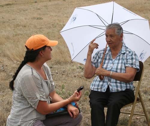 Christy Baker conducting a semi-directed interview.