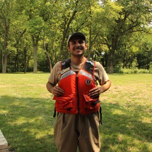 Intern with life vest