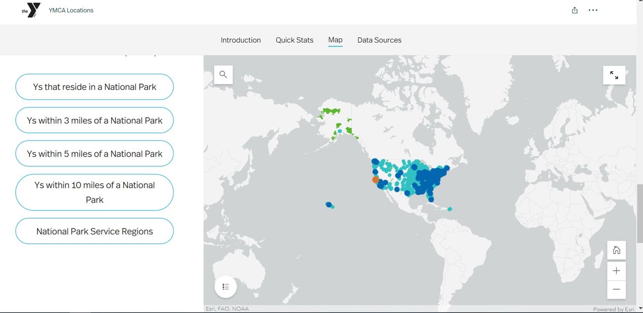 Screenshot of a StoryMap to locate a Y near your national park