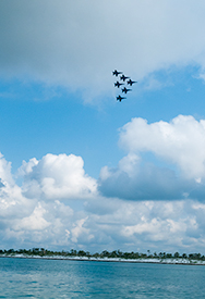 Blue Angels in formation over Gulf Islands National Park