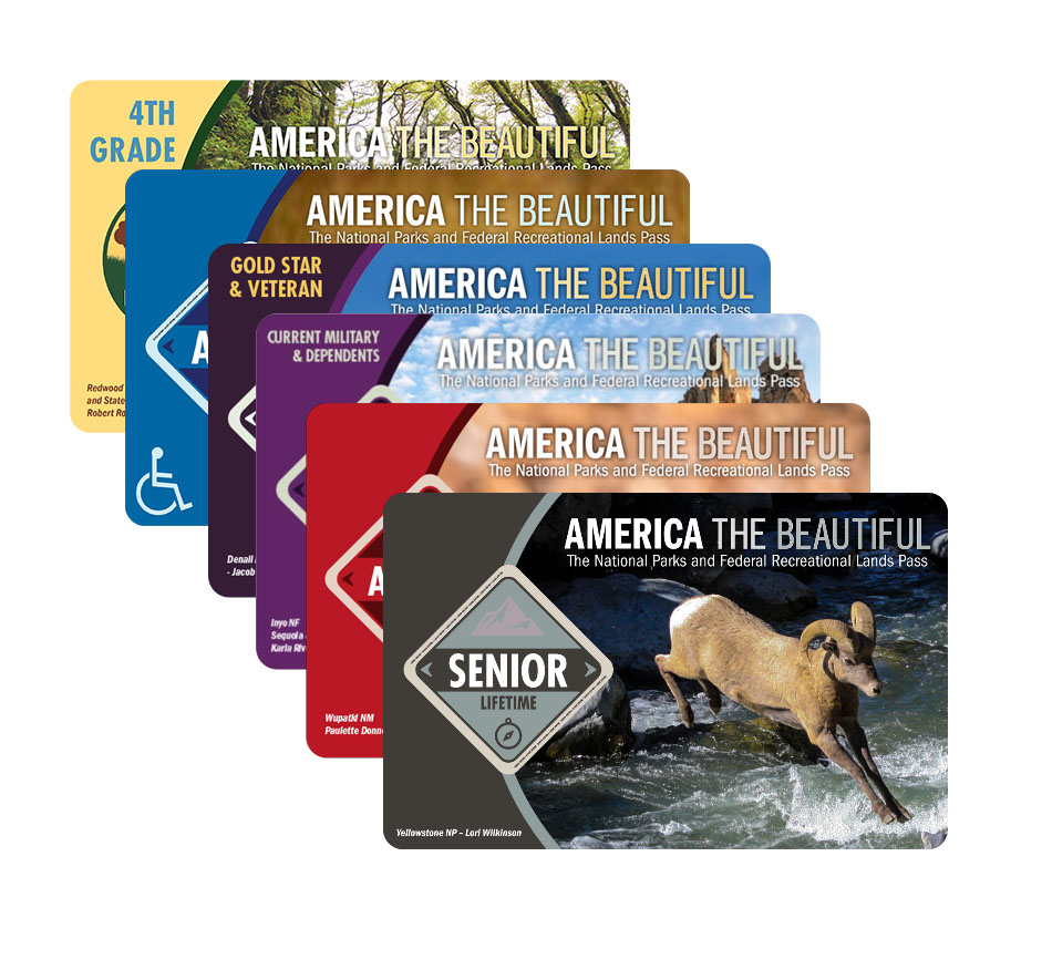 A stack of all six versions of the America the Beautiful Pass