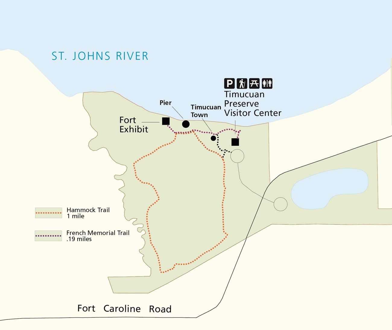 map of hammock trail loop at fort caroline