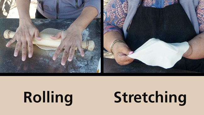 tortillas-roll-vs-stretch2 side-by-side comparison of rolling vs stretching methods of tortilla shaping