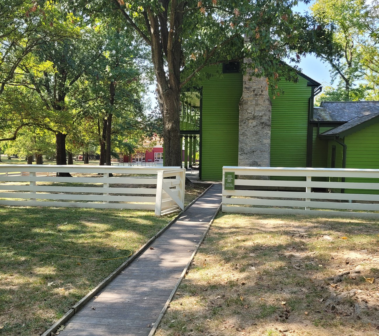 Ramp to entrance to historic house