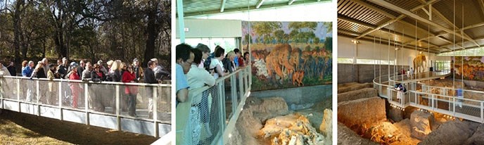 Visitors touring Waco Mammoth National Monument