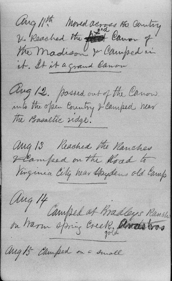 A large image of Thomas Moran's diary page thirteen.