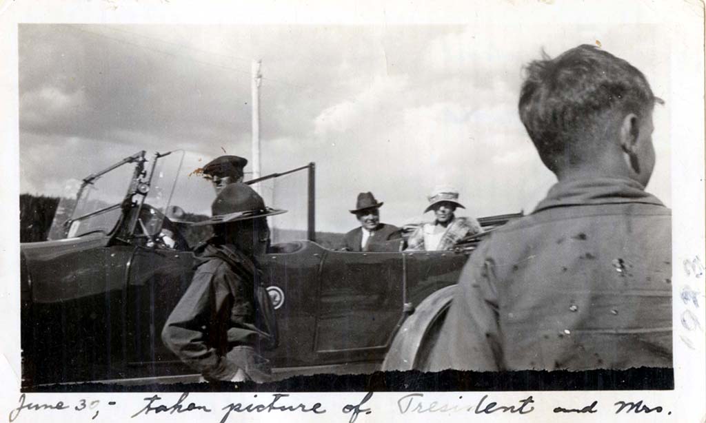 President Warren G. Harding and First Lady Florence (Kling) Harding visiting Yellowstone