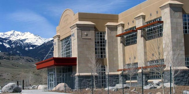 Front of the stone building that houses many of the park's artifacts and research objects.