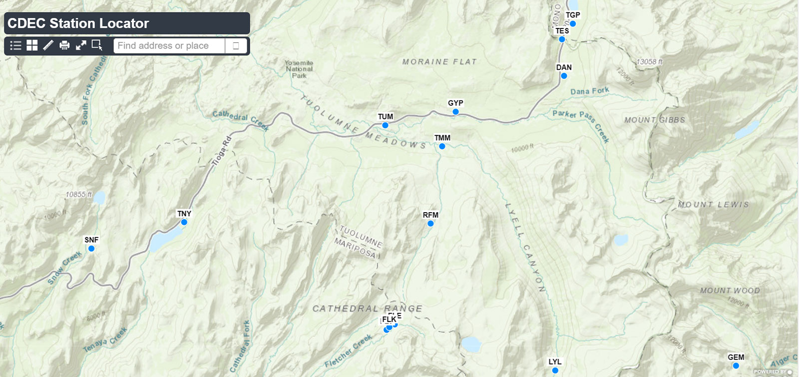 CDEC Tuolumne Snow Survey Courses.