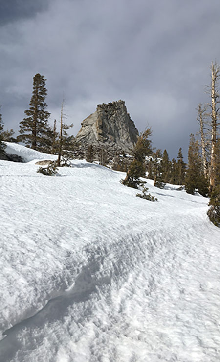 Rock outcropping called Columbia Finger on February 9, 2022.