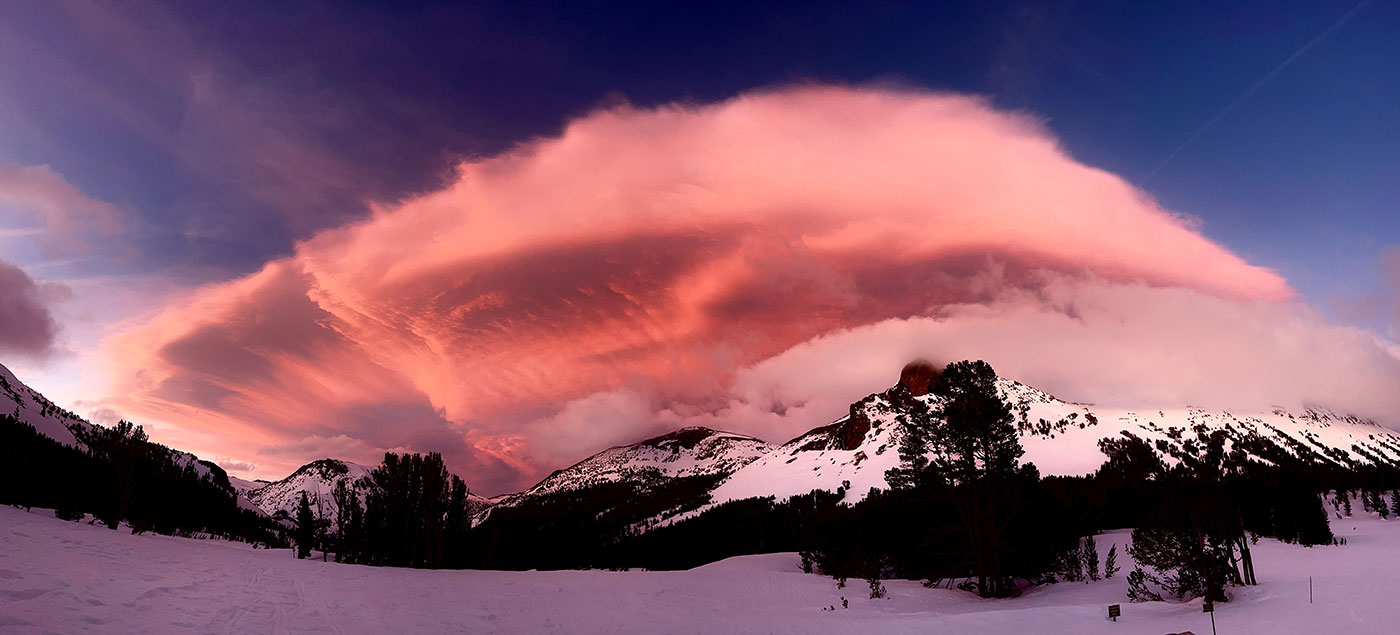 Mt. Dana with pink clouds on April 11, 2023.