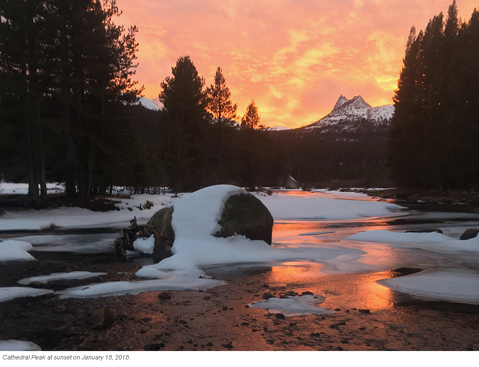 Sunset over Cathedral Peak January 18, 2018 