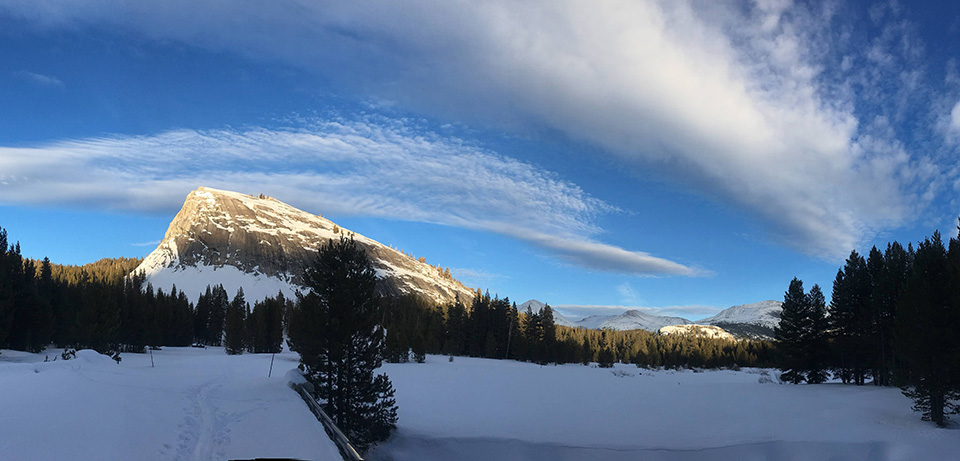 Sunset and Lembert Dome on December 28, 2019.