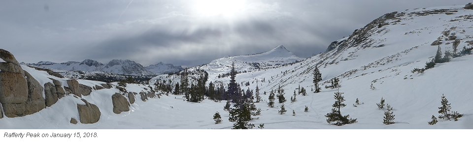 Snow covered Rafferty Peak on January 15, 2018