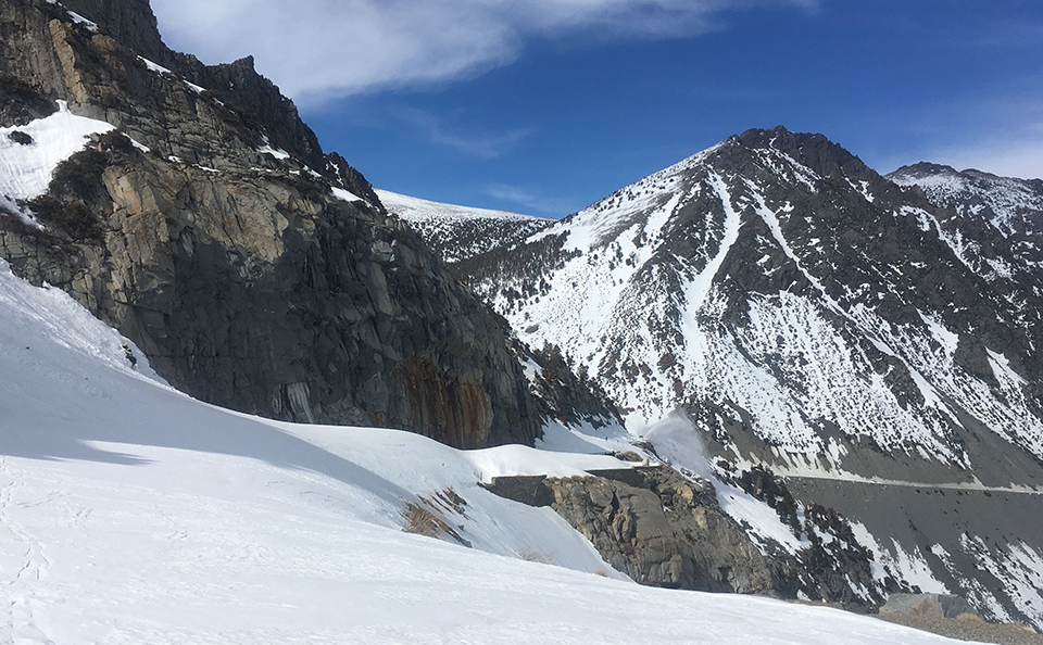 Snow removal efforts along Hwy. 120 east of Yosemite below green gate on April 10, 2019.